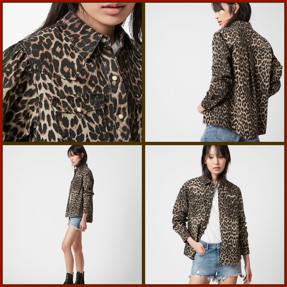 ALL SAINTS- Ezra Animal Print Twill Shirt (NWT) - Picture 4 of 16